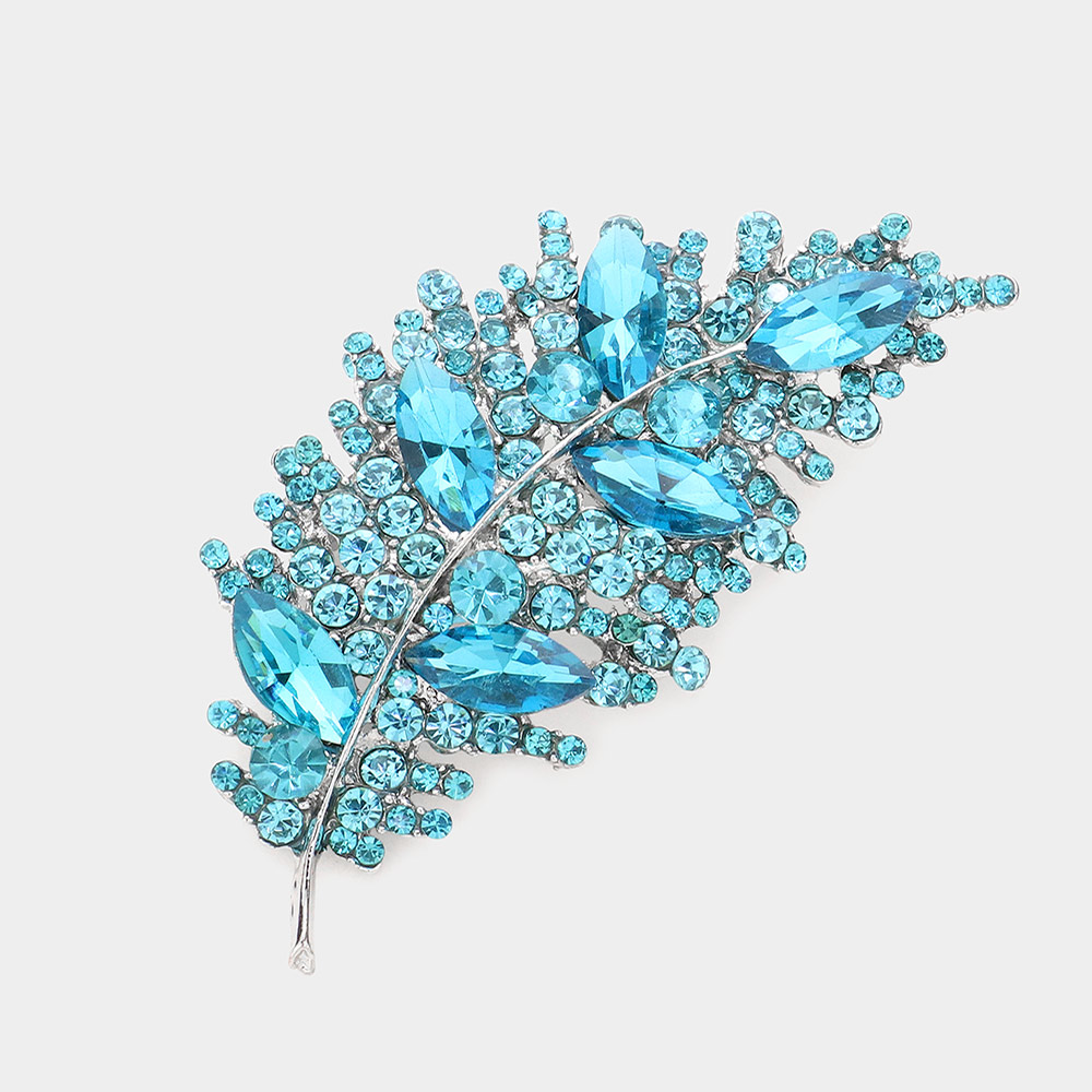 Luxe Crystal Leaf Brooch